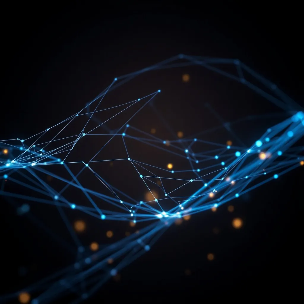 Abstract digital network lines over a dark background, techn